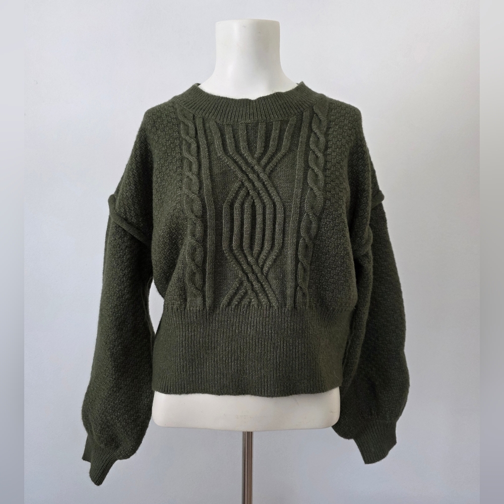 Lulus Olive Green Cable-Knit Cozy Sweater – Size S